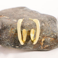 Irregular C-Shape 18K Yellow Gold 925 Sterling Silver Hoop Earrings