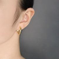 Irregular C-Shape 18K Yellow Gold 925 Sterling Silver Hoop Earrings