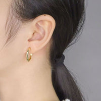 Irregular C-Shape 18K Yellow Gold 925 Sterling Silver Hoop Earrings
