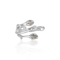 Tulip Bouquet Crystal Sterling Silver Adjustable Ring