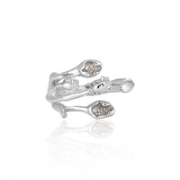 Tulip Bouquet Crystal Sterling Silver Adjustable Ring