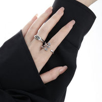 Tulip Bouquet Crystal Sterling Silver Adjustable Ring