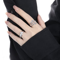 Tulip Bouquet Crystal Sterling Silver Adjustable Ring
