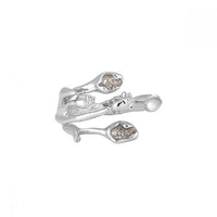 Tulip Bouquet Crystal Sterling Silver Adjustable Ring