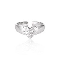 Heart Love Adjustable 925 Sterling Silver Ring