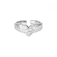 Heart Love Adjustable 925 Sterling Silver Ring
