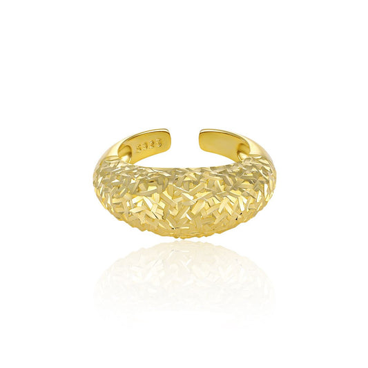Modern Irregular Surface Sterling Silver Adjustable Ring