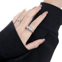 Modern Irregular Surface Sterling Silver Adjustable Ring