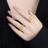 Modern Irregular Surface Sterling Silver Adjustable Ring