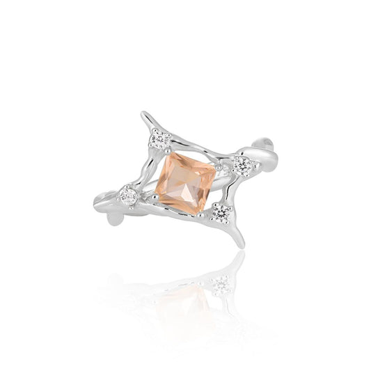 Radiant CZ Star Adjustable 925 Sterling Silver Ring