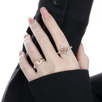 Radiant Crystal Star Adjustable 925 Sterling Silver Ring