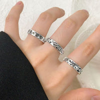 Black Star Moon Graffiti Adjustable 925 Sterling Silver Ring