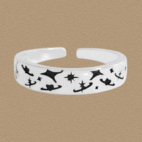 Graffiti Star and Moon Adjustable Ring