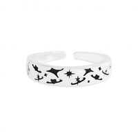 Graffiti Star and Moon Adjustable Ring