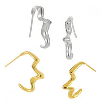 Irregular Electrocardiogram 925 Sterling Silver Hoop Earrings