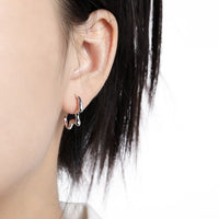 Irregular Electrocardiogram 925 Sterling Silver Hoop Earrings