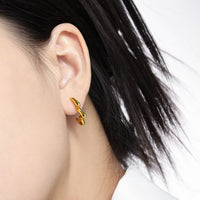 Irregular Electrocardiogram 925 Sterling Silver Hoop Earrings