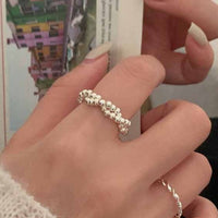 Irregular Twisted Beads Sterling Silver Adjustable Ring