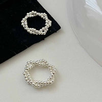 Irregular Twisted Beads Sterling Silver Adjustable Ring