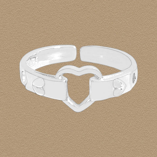 Honey Moon Hollow Heart Sterling Silver Adjustable Ring