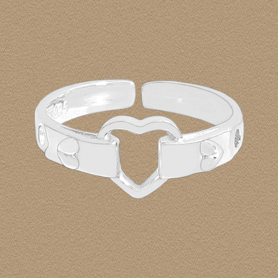 Honey Moon Hollow Heart Sterling Silver Adjustable Ring