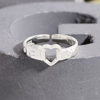 Honey Moon Hollow Heart Sterling Silver Adjustable Ring