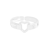 Honey Moon Hollow Heart Sterling Silver Adjustable Ring