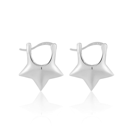 Mini Star 925 Sterling Silver Hoop Earrings