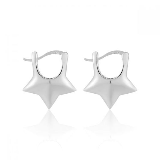 Mini Star 925 Sterling Silver Hoop Earrings