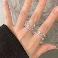 Hollow Waterdrop 925 Sterling Silver Adjustable Ring