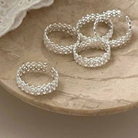 Double-Layer Lace Sterling Silver Adjustable Ring