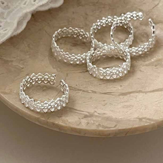 Double-Layer Lace Sterling Silver Adjustable Ring