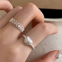Double-Layer Lace Sterling Silver Adjustable Ring