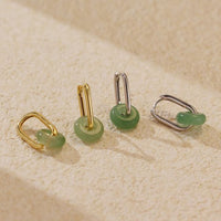 Natural Green Aventurine Ping Buckle Hoop Earrings