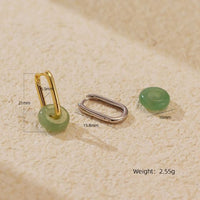 Natural Green Aventurine Ping Buckle Hoop Earrings