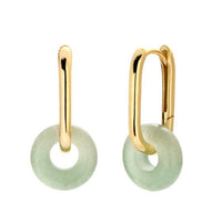 Natural Green Aventurine Ping Buckle Hoop Earrings