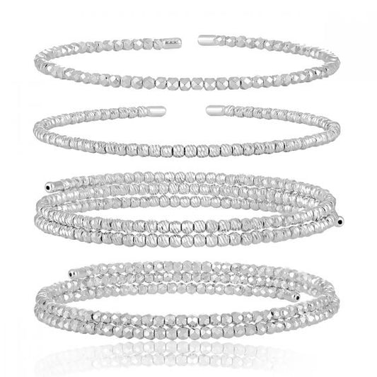 Irregular Geometry Carved 925 Sterling Silver Open Bangle
