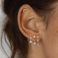 Crystal Heart Moon Star Flower Tassel Stud Earrings