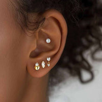 Crystal Heart Moon Star Flower Tassel Stud Earrings