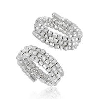 Triple Layer Rhombus Bead Adjustable Ring 925 Sterling Silver