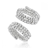 Triple Layer Rhombus Bead Adjustable Ring 925 Sterling Silver