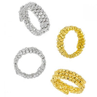 Triple Layer Rhombus Bead Adjustable Ring 925 Sterling Silver