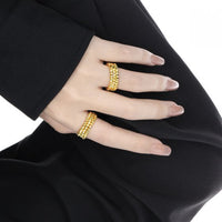 Triple Layer Rhombus Bead Adjustable Ring 925 Sterling Silver