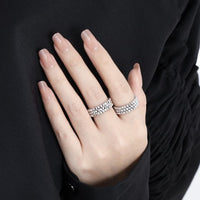 Triple Layer Rhombus Bead Adjustable Ring 925 Sterling Silver