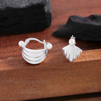 Conch Shell Pearl 925 Sterling Silver Hoop Earrings