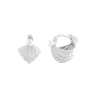 Conch Shell Pearl 925 Sterling Silver Hoop Earrings