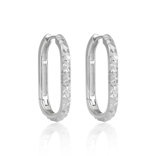 Irregular Painted U-Shape Sterling Silver Hoop Earrings