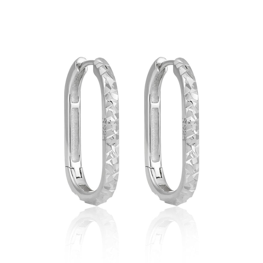 Irregular Painted U-Shape Sterling Silver Hoop Earrings