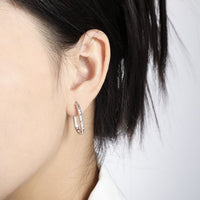 Irregular Painted U-Shape Sterling Silver Hoop Earrings