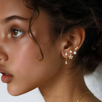 Crystal Star Bow-Knot Crescent Moon Flower Waterdrop Dangling Earrings